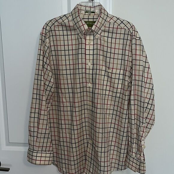 Worn collar Orvis man classic plaid field work casual pocket cotton shirt LS M - Picture 1 of 5